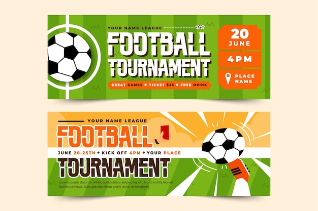 Vector football tournament sport event banner design template simple and elegant design