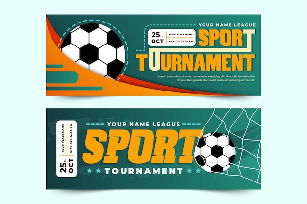 Vettore modello di progettazione di banner per eventi sportivi di tornei di calcio design semplice ed elegante