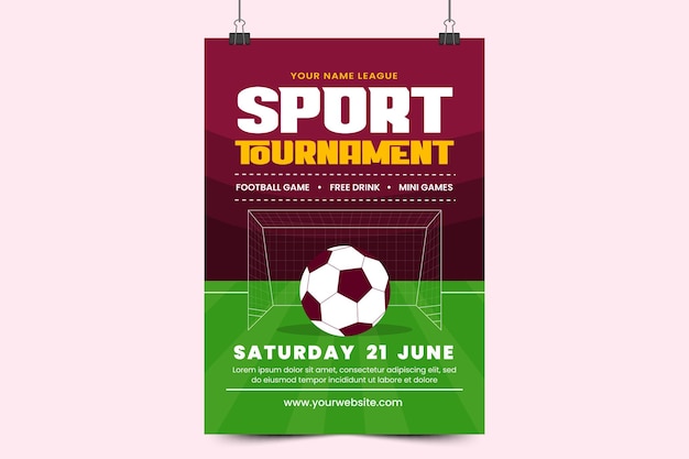 Football tournament sport event flyer or poster design template easy to customize simple and elegant design