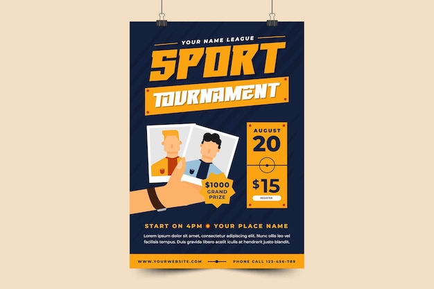 Vector football tournament sport event flyer or poster design template easy to customize