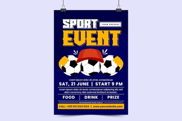 Football tournament sport event flyer or poster design template easy to customize