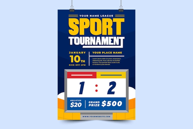 Football tournament sport event poster or flyer design template simple and elegant design