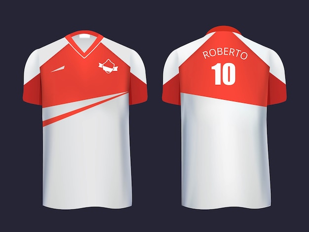 Vista anteriore e posteriore del modello di uniforme da calcio. spor, divisa da calcio, modello di abbigliamento sportivo. illustrazione