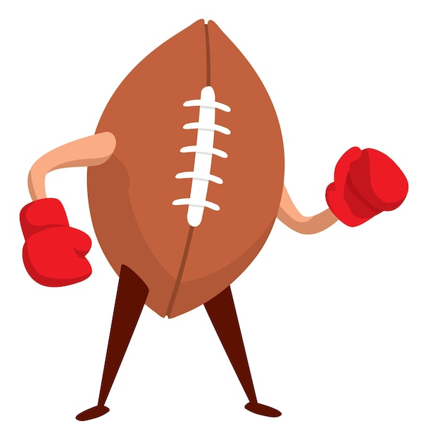 Vector football with boxing gloves ready to fight