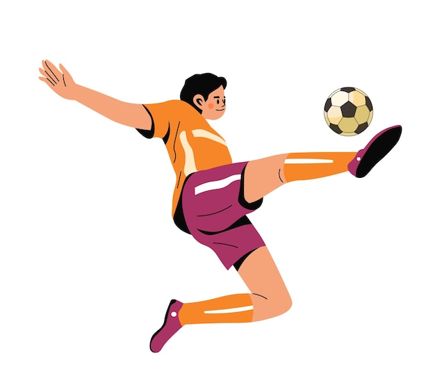 Footballer or soccer player with ball on field