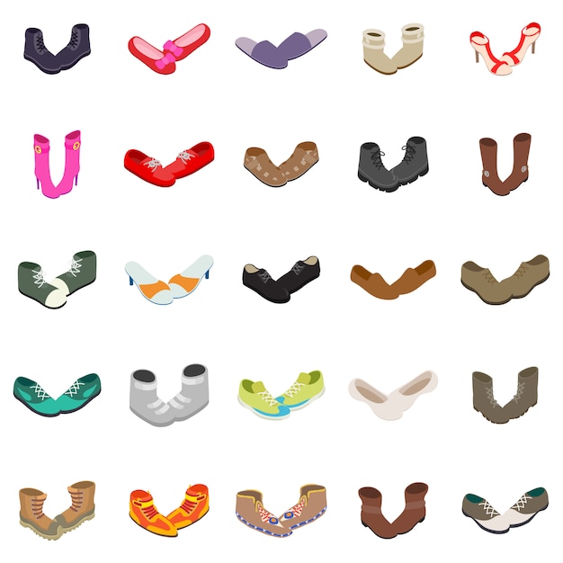 Footgear icon set