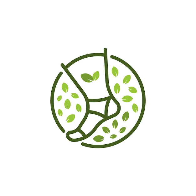 Footprint piedi foglie naturali logo design eco concetto verde illustrazione