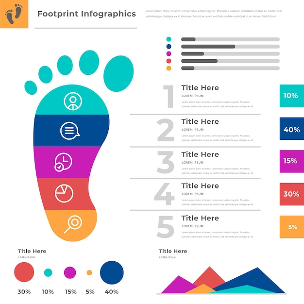 Vettore modello di infografica impronta