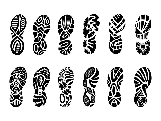 Vector footprints human shoes silhouette