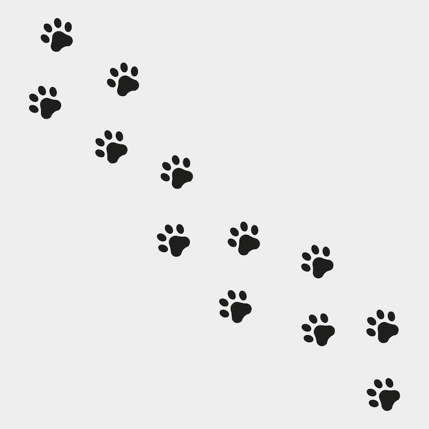 Vector footprints for pets dog or cat pet prints paw pattern foot puppy black silhouette shape paw pri