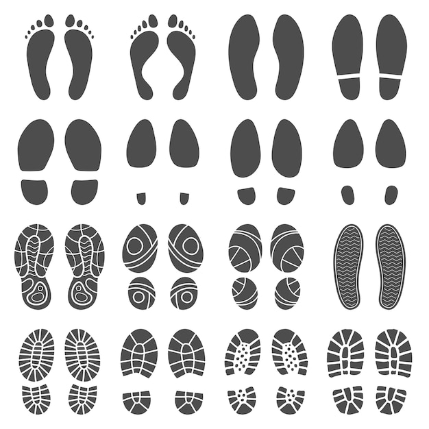 Vector footprints silhouettes.