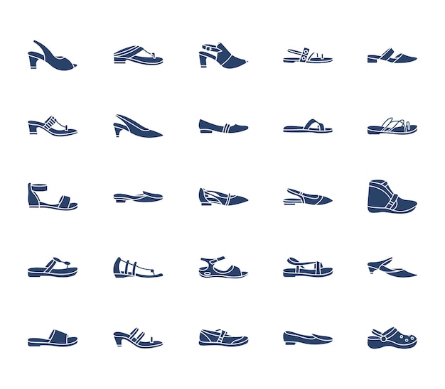 Footwear icon set