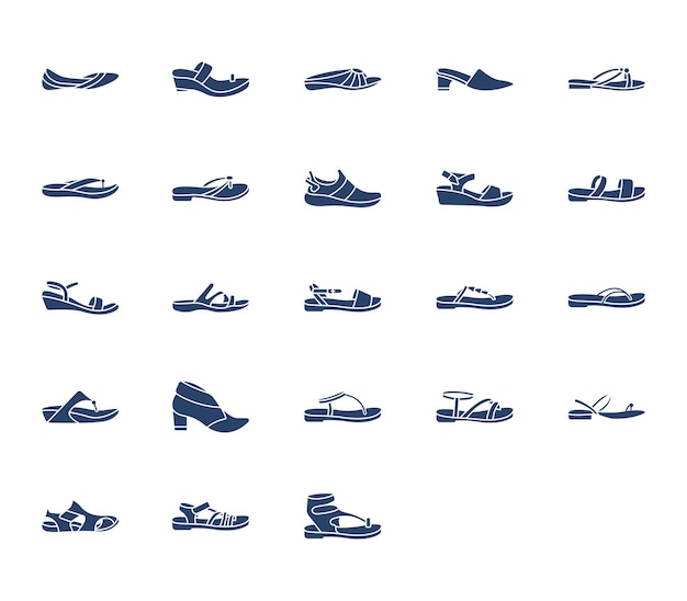 Footwear icon set