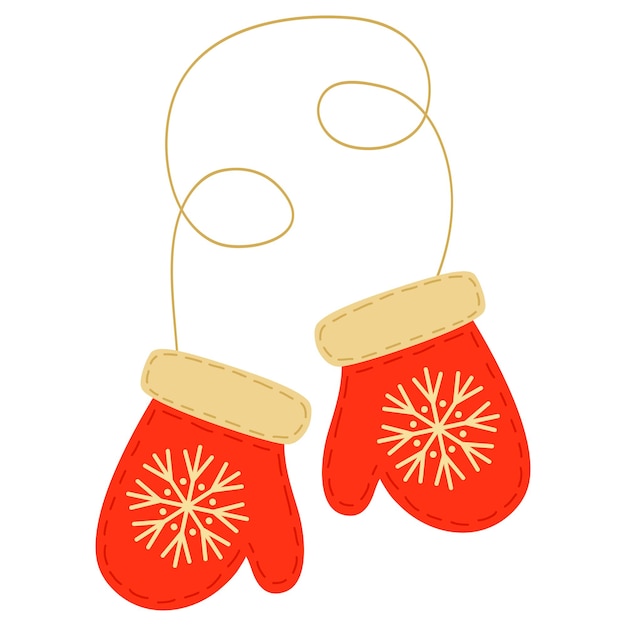 벡터 새해와 크리스마스 디자인을 위해. 겨울, 눈송이와 빨간 장갑입니다. 작은 어린이용 장갑.