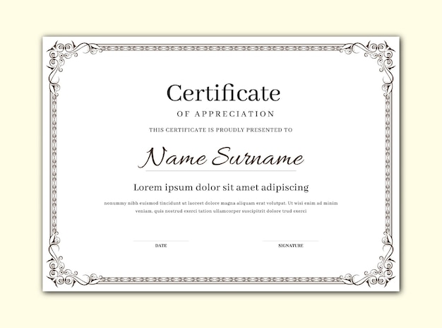 Foral certificate frame and border design