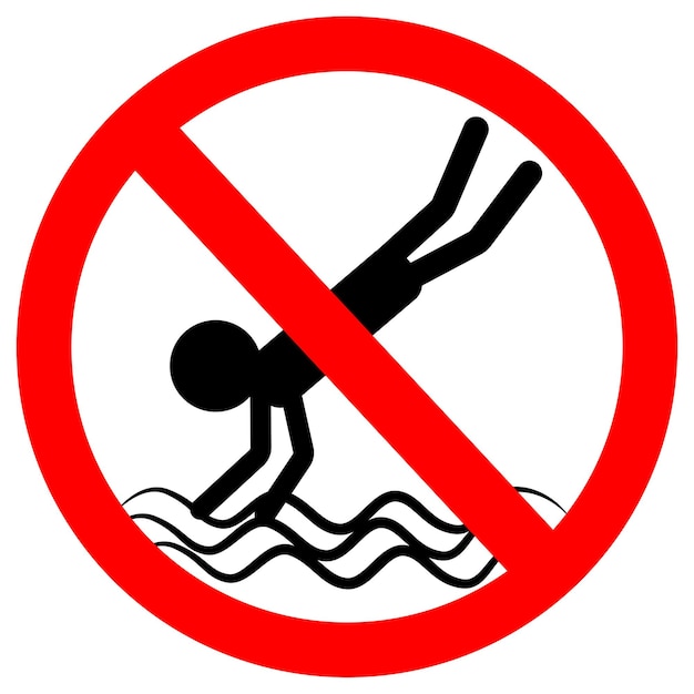 Forbidden to jump into the pool, into the water