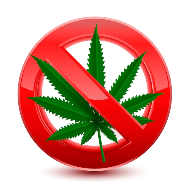 Premium Vector | Forbidden no marijuana red sign