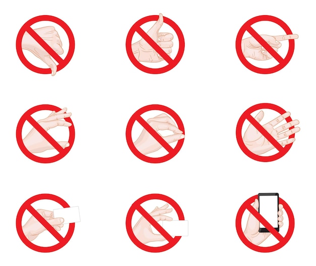 Forbidding Signs business hand gestures icons