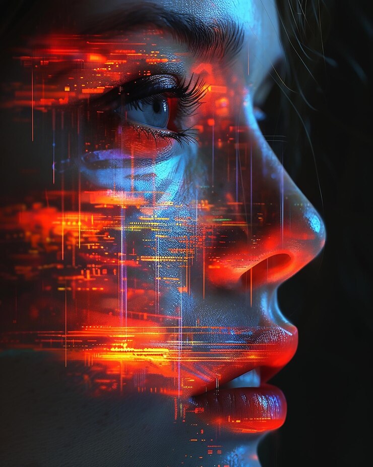 Vector force and motion in the style of glitch art