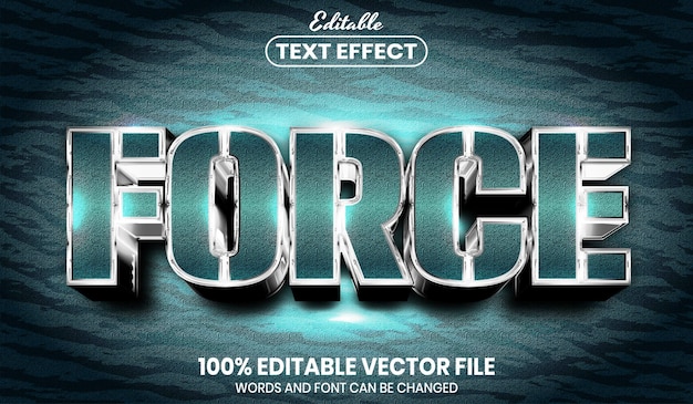 Vector forceer tekst, bewerkbaar teksteffect in lettertypestijl