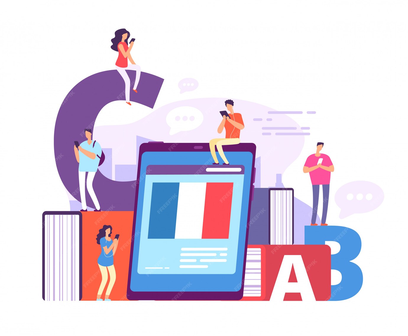 Premium Vector Foreign Language Online Learning People With Premium Vector Foreign Language Online Learning People With