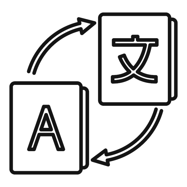 외국 번역기 아이콘 흰색 배경에 고립 된 웹 디자인을 위한 개요 외국 번역기 벡터 아이콘