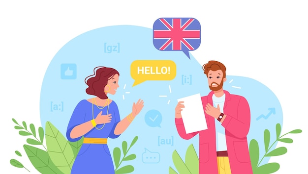 Vector foreigner teacher multilingual philology education english instructor learn writing and speak in online school or university languages understanding practice vector illustration