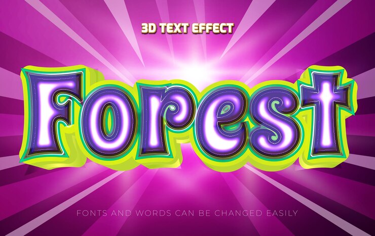 Вектор стиль эффекта текстового эффекта forest 3d