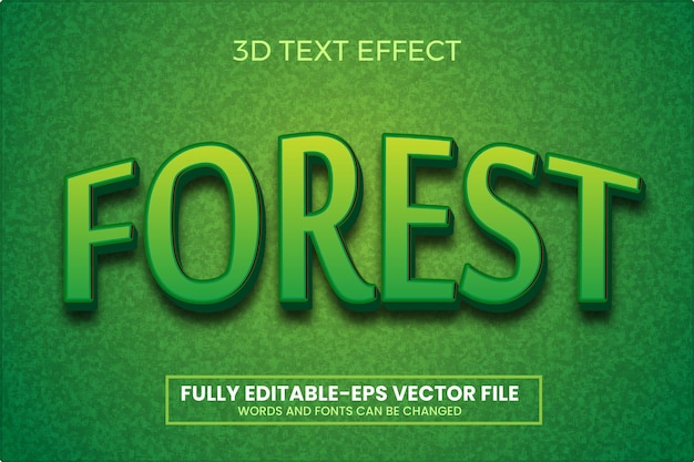 Vettore effetto stile testo 3d foresta