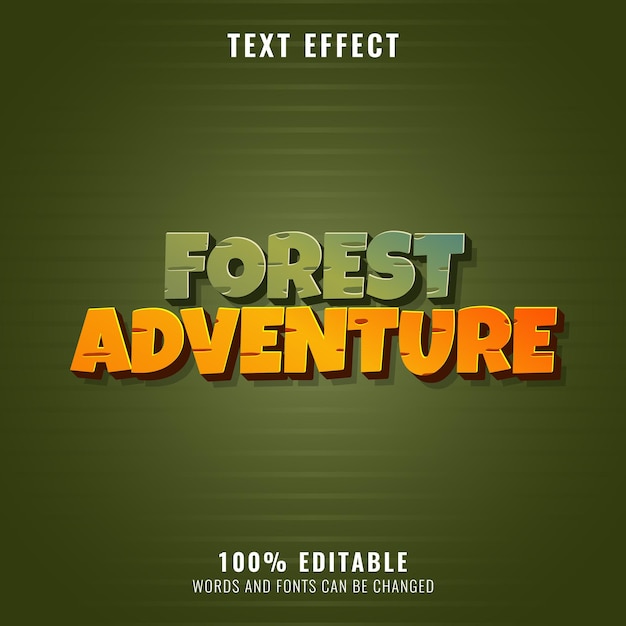 Vector forest adventure funny old text effect style