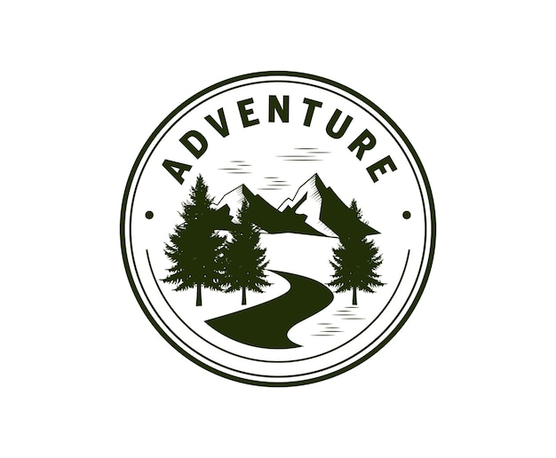 Vector forest adventure illustration logo design template