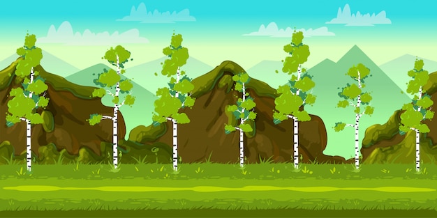 Forest and stones 2d game landschap voor games