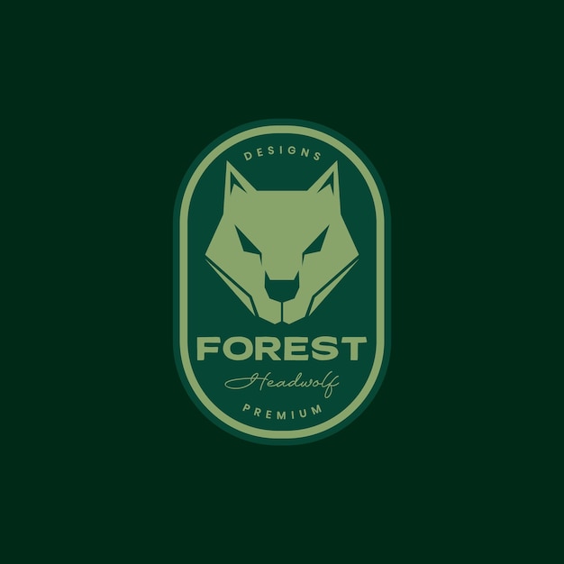 Foresta animale bestia testa lupo ulula caccia distintivo logo vintage design icona vettoriale