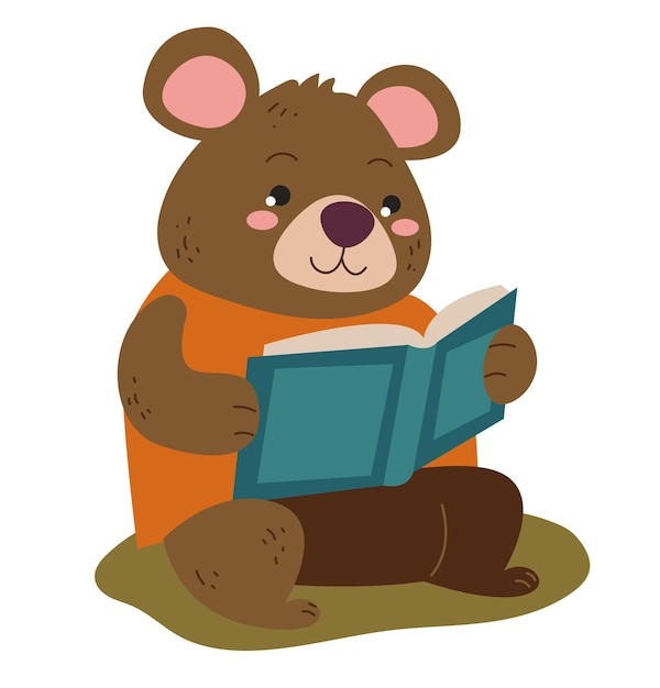 Лесные животные читают книги образование изолированная концепция дизайна графическая иллюстрация