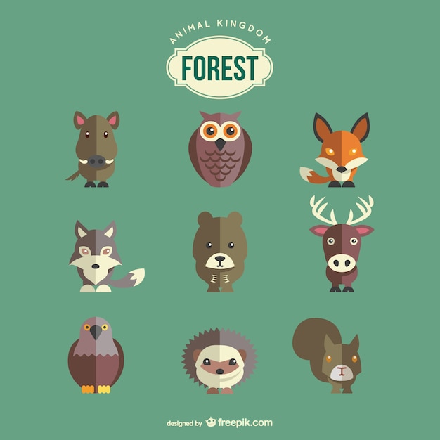 Vector forest animals set