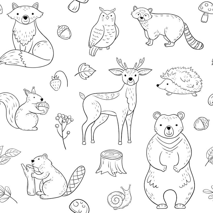 Premium Vector | Forest animals set