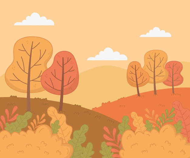 Vector forest autumn season landscape scene