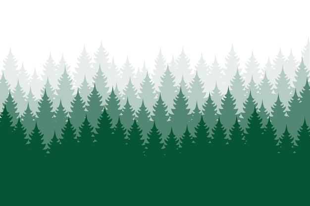 Vector forest background nature landscape evergreen coniferous trees pine spruce christmas tree silhouette vector