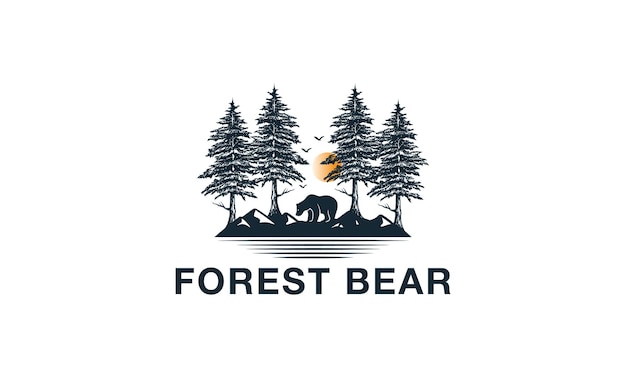 Disegno del logo dell'orso della foresta