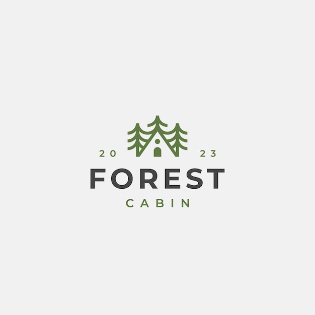 Vettore modello di progettazione del logo della cabina forestale