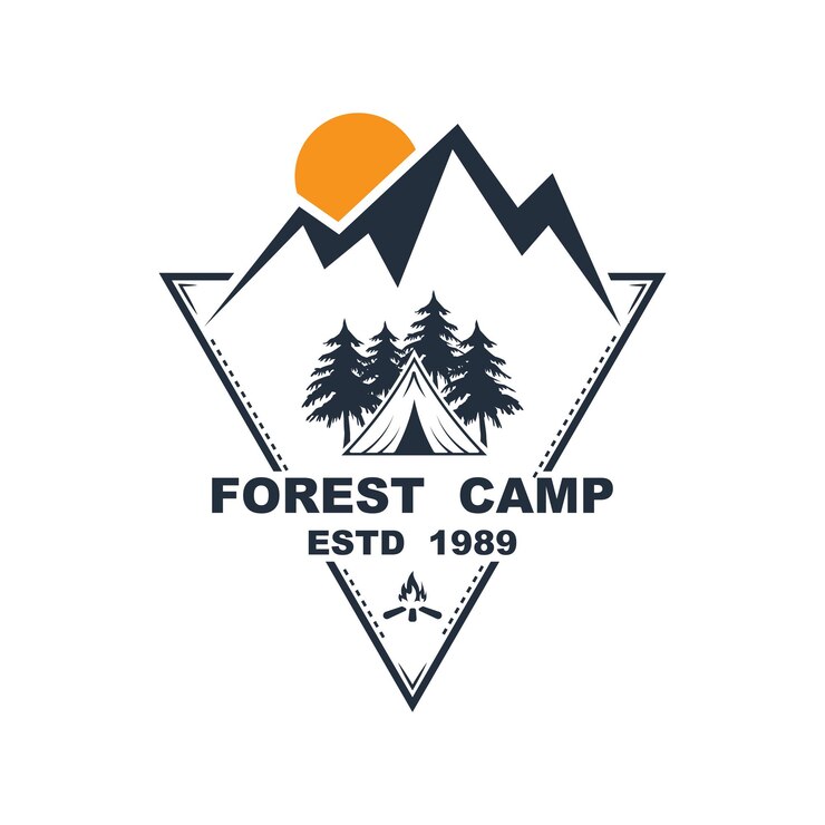 Vector forest camp logo design outdoor logo adventure logo template