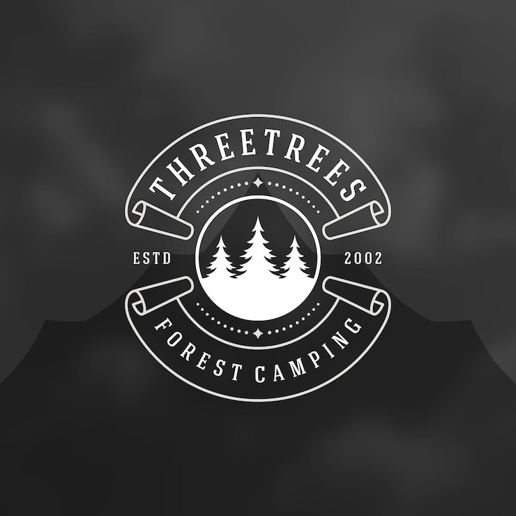 Vector forest camping logo emblem vector illustration
