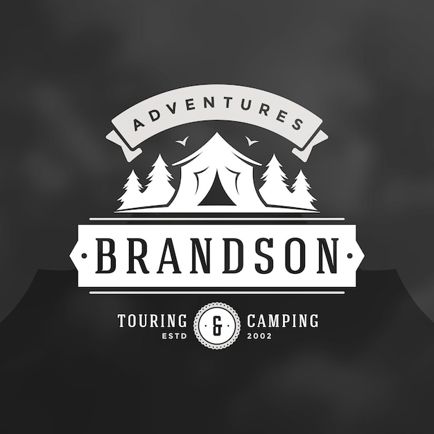 Forest camping logo emblem vector illustration