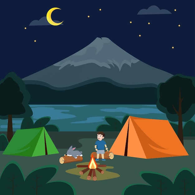 Forest camping outdoor Vector illustration