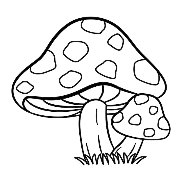 Forest Cartoon Mushrooms Amanita for Coloring