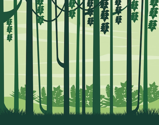 Forest day landscape scene icon