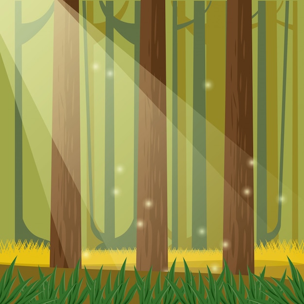 Vector forest day landscape scene icon