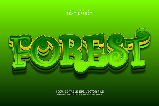 Forest editable text effect 3 dimension emboss modern style