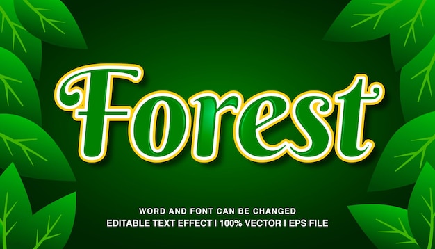 Forest editable text effect template 3d bold cartoon text style