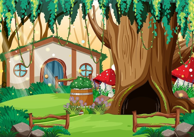 Forest fantasy enchanted forest background scene